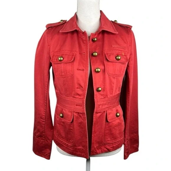 J. Crew Orange 100% Cotton Long‎ Sleeve Casual Career Preppy Jacket Size XS