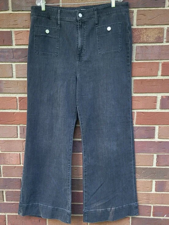 J.Crew '96 Denim Trousers Wide Leg Charcoal Jeans Womens Size 34, Measures 38x32