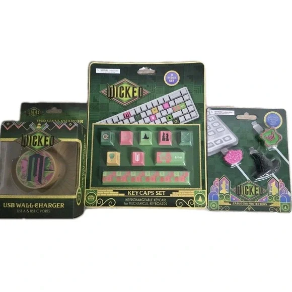 Wicked Tech Accessories Lot Keycaps Charger Cable‎ Protectors NEW