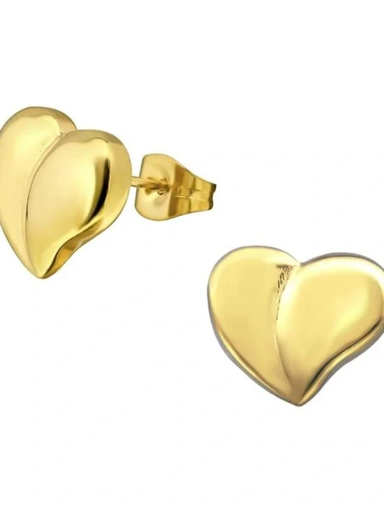 Womens Surgical Stainless Steel Gold Heart Stud Earrings‎