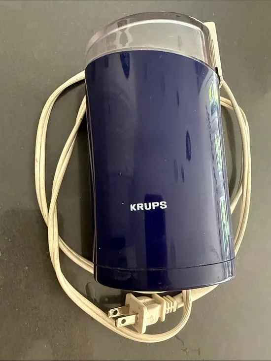 Krups Electric Coffee or Spice Grinder - Dark Blue. Works!