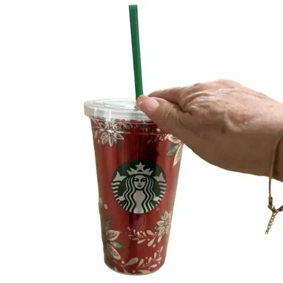 Starbucks Red Festive Holiday Christmas Reusable Cup Tumbler Grande 16 Oz