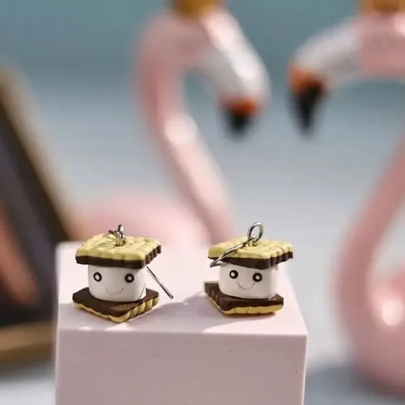 🪵🔥🪵 The CUTEST S’mores Cookie Drop Earrings🪵🔥🪵