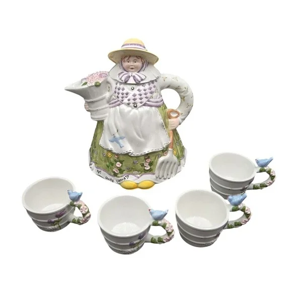Storybook Village Collection Mary Mary Quite Contrary Tea Set‎ Dept 56 w/ box