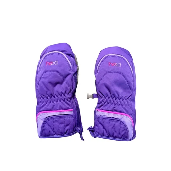 HEAD Junior Ski Mittens Small Purple Winter Snow Gloves Warm‎ & Waterproof Zip