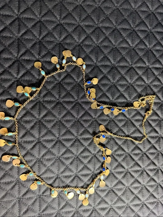 J. Crew Gold Drop Necklace with Blue and Turquoise Accents