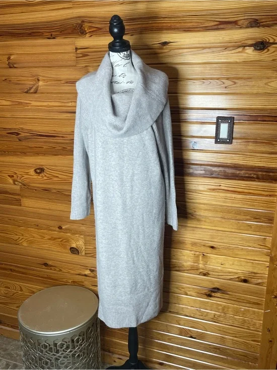 J. Crew Heather Light Beige Cowl Neck Sweater Dress