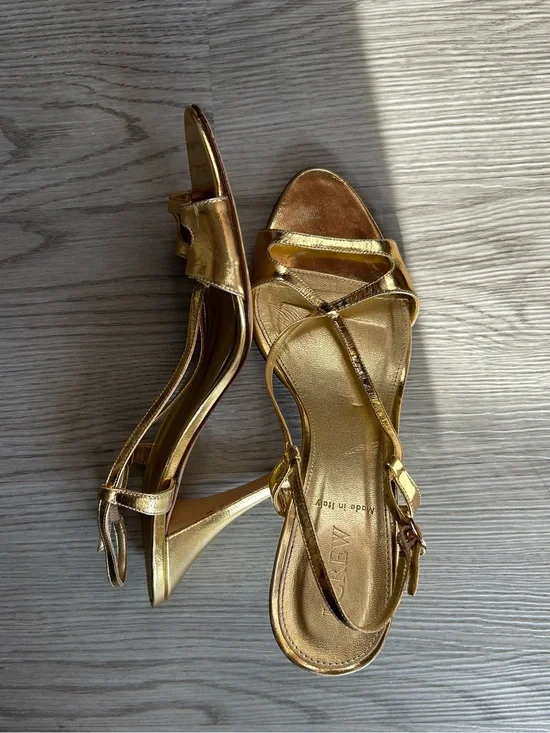 J. Crew Metallic Gold Strappy Heeled Sandals