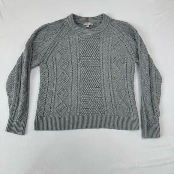J. Crew Cable Knit Cotton Gray Women's Sweater Small