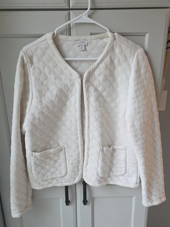 J. Crew Cream Quilted Knit Lady Day Jacket
