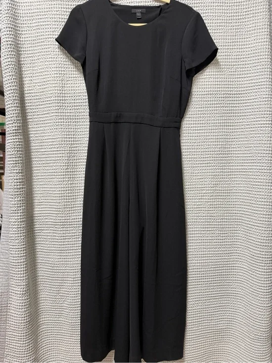 J. Crew Black Drapey Wrap Back Short Sleeve Cropped Wide Leg Versatile Jumpsuit