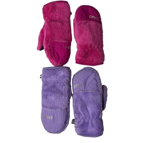 HEAD Thermalfur Fleece Mittens Pink Purple Size XS - Small