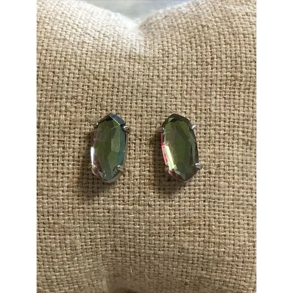 Kendra Scott Grayson Silver ‎ Stud Earrings in Dichroic Glass Watercolor NWOT