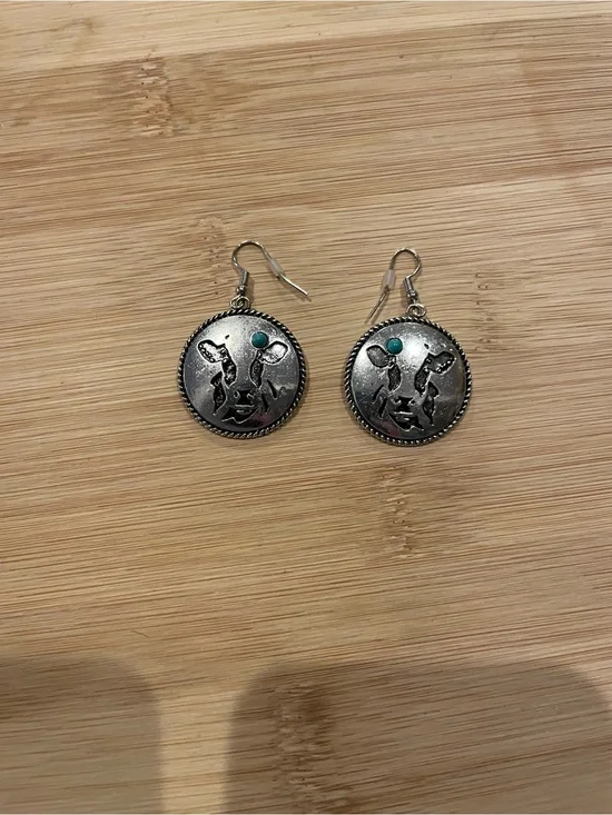 Silver Turquoise Round Earrings - Women Jewelry