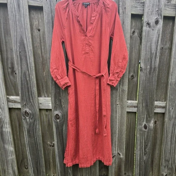 J Crew Cabana Dress in Linen Red Sand XS