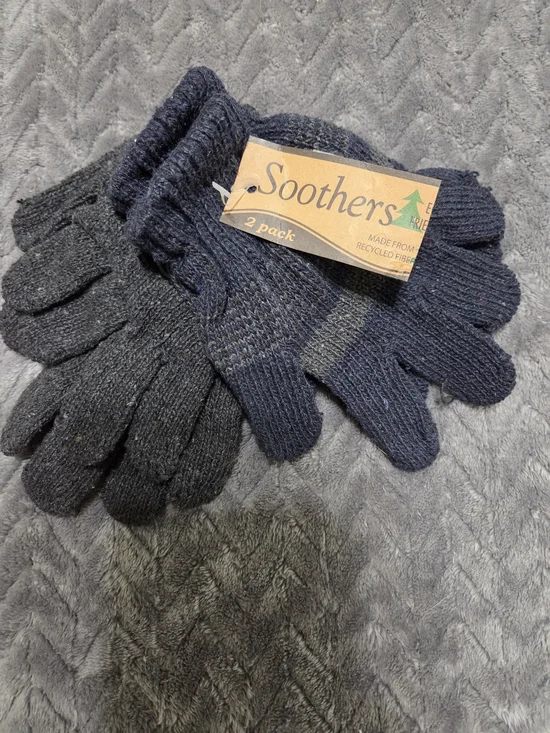 Kids 2-Pack Knit Mittens - Black & Navy