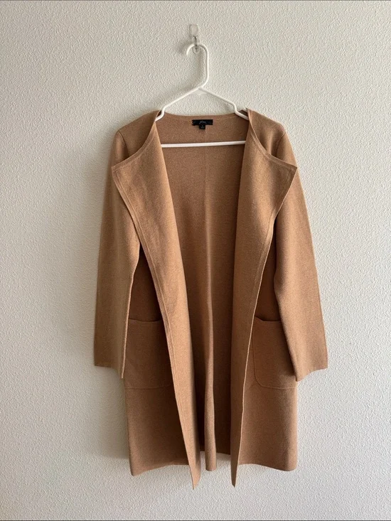 J. Crew Open-Front Camel Knit Women’s Sweater Coat