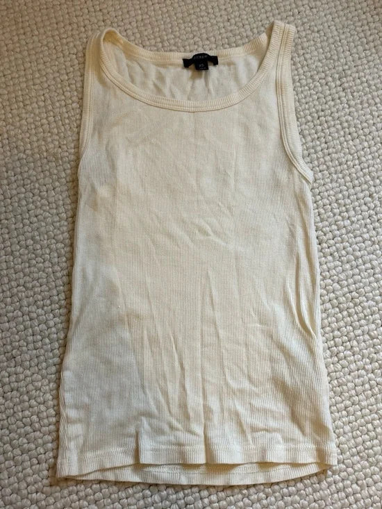 J. Crew Cream Ribbed Scoop Neck Tank