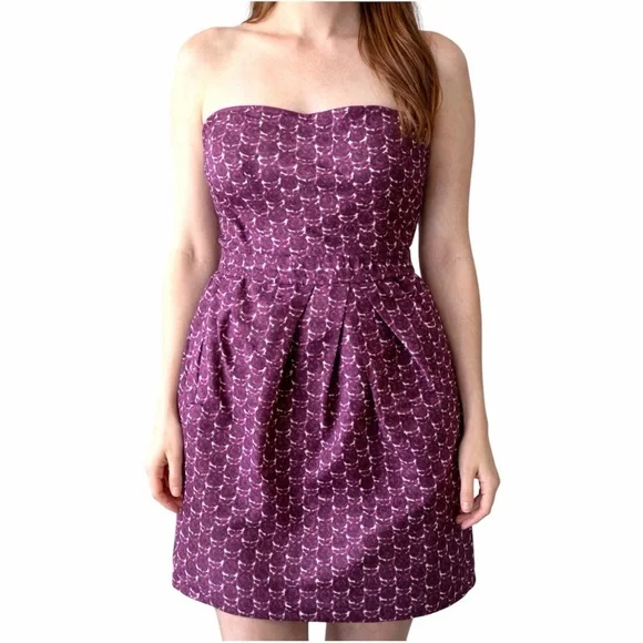 J.‎ Crew Collection SILK Rich Purple strapless Dress 10