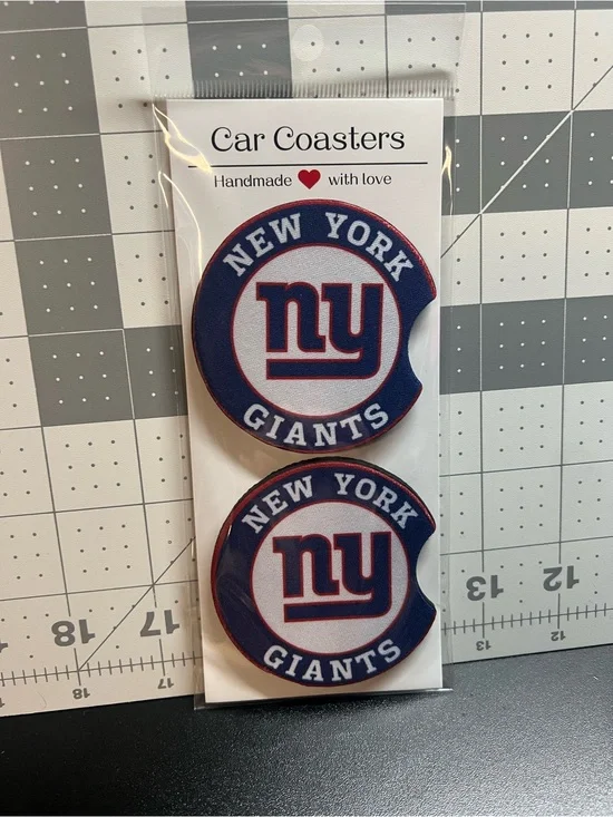 New York Giants Navy and White Car Coasters - Handmade