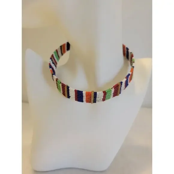 Maasai Beaded Ethnic Necklace Boho Art Deco Choker‎ Multicolor Fashion Jewelry