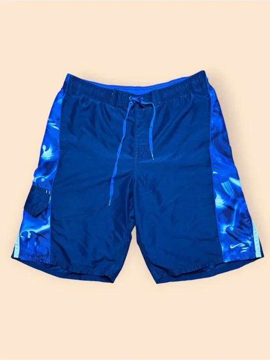 Vintage Nike Y2K Swim Shorts Men’s Medium Blue Vtg 2000s Swimming Trunks