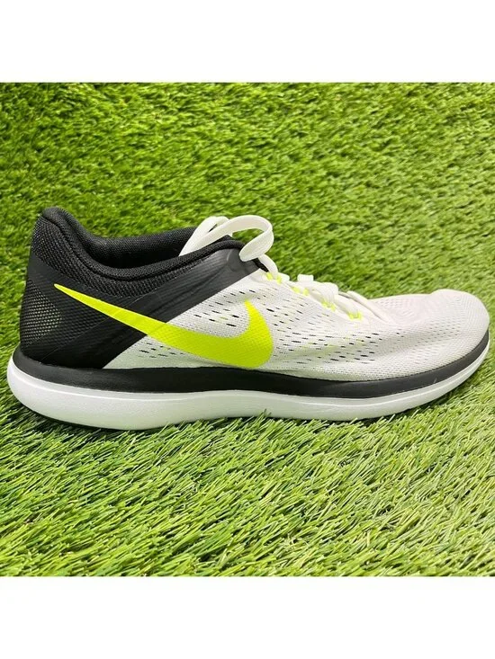 Nike Flex 2016 Run Mens Size 9.5 White Black Volt Running Tennis Shoes Sneakers