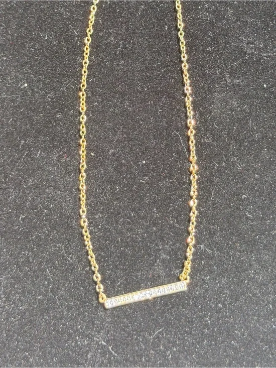 Gold Bar Pendant Necklace with Diamond Accents - Women Jewelry