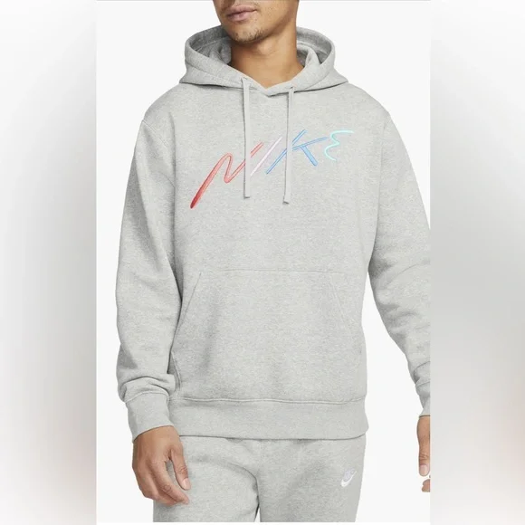 Nike Heather Gray Hoodie with Colorful Logo