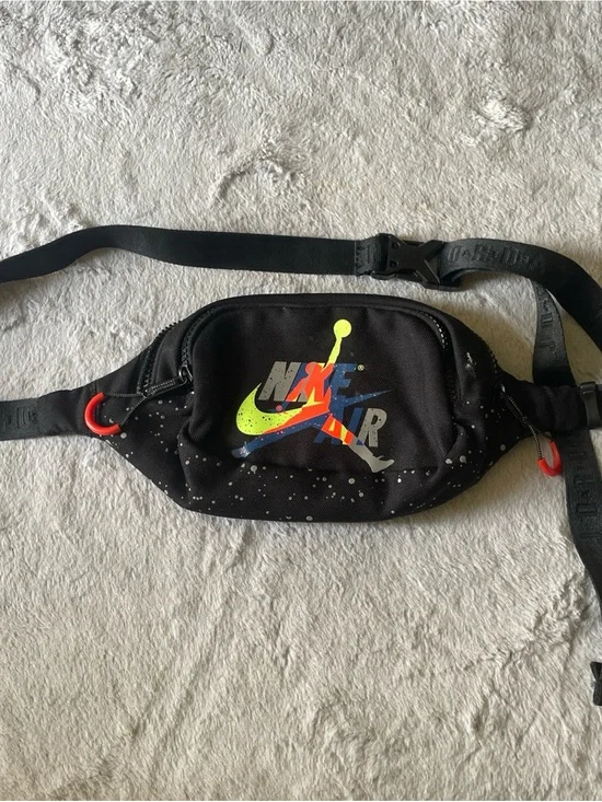 Nike Black Waist Pack with Neon Multicolor Logo