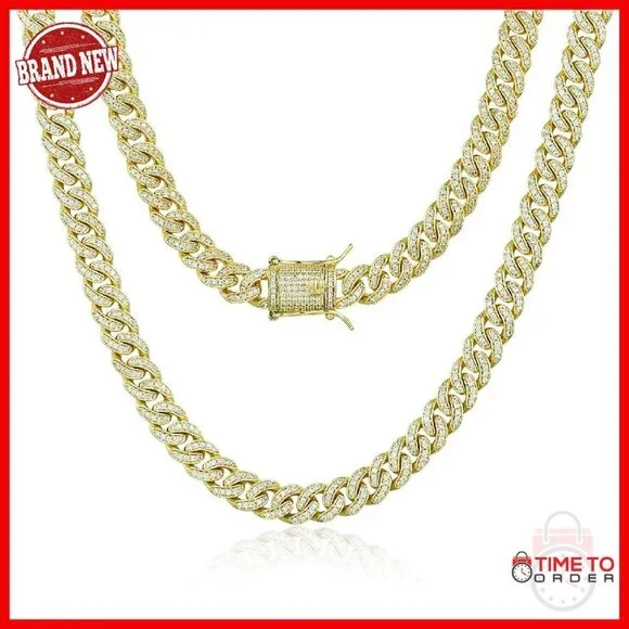 14K Gold Plated Cuban Link Chain Necklace 22