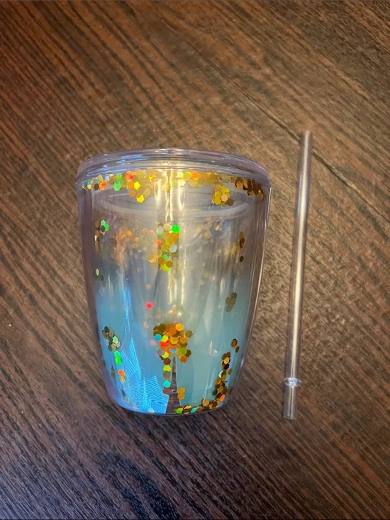 Clear Iridescent BlueFade Party Tumbler with Gold Confetti - Home Party Supplies