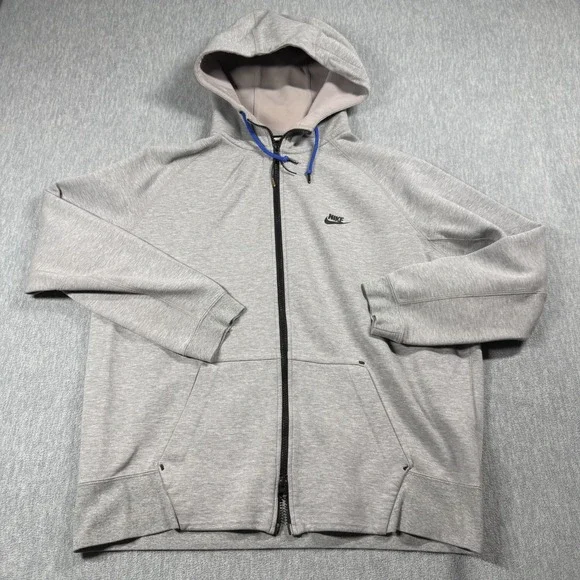 Nike Tech Fleece Style Full Zip Hoodie Mens XL Gray Sportswear Gym Hooded Jacket