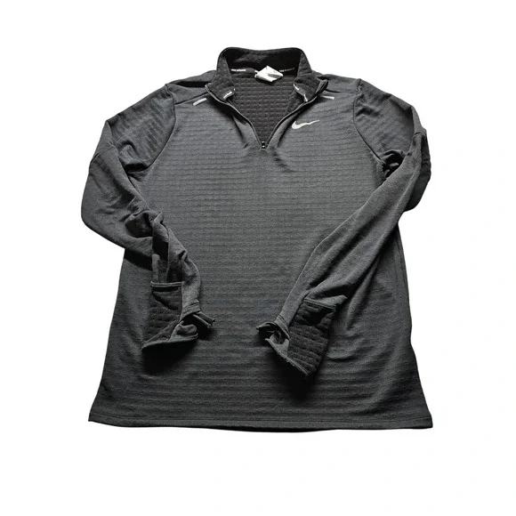 Nike Running Quarter Zip Pullover Mens Medium Black Long Sleeve Training Top