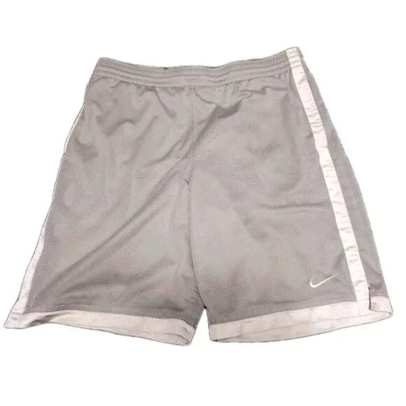 Nike Basketball Shorts Men Medium Grey White Athletic Pull On