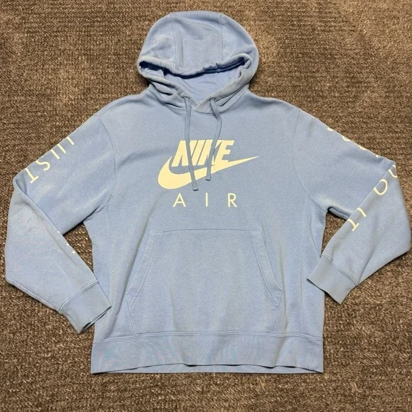 Nike Air Logo Long Sleeve Hoodie Sweatshirt‎ Light Blue Casual Medium Just Do It