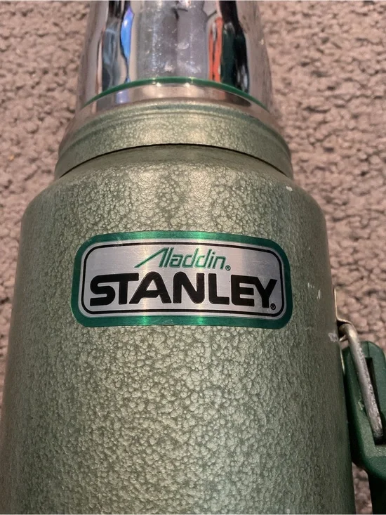 Vintage Aladdin Stanley Quart Tall Metal Thermos Bottle Green 1970’s Camping