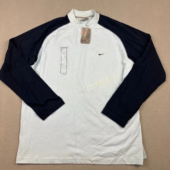 Vintage Nike Shirt Men 2XL Bllue Solid Swoosh Crew Pullover Deadstock Y2K 2005
