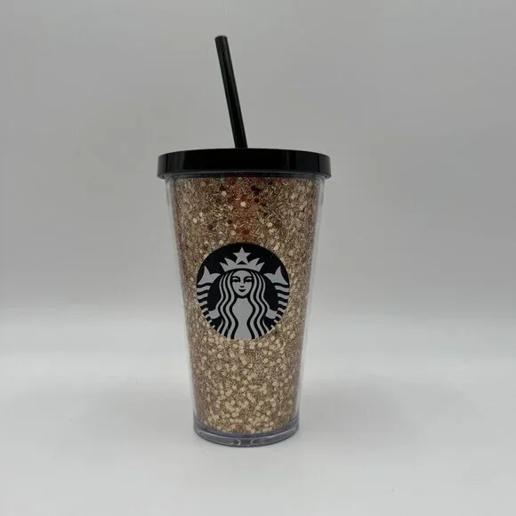 Starbucks 16oz Black/Gold Glitter Tumbler