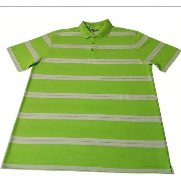 Nike Golf Polo Shirt Mens XL‎ Tour Performance Dri Fit Long Sleeve Striped Green
