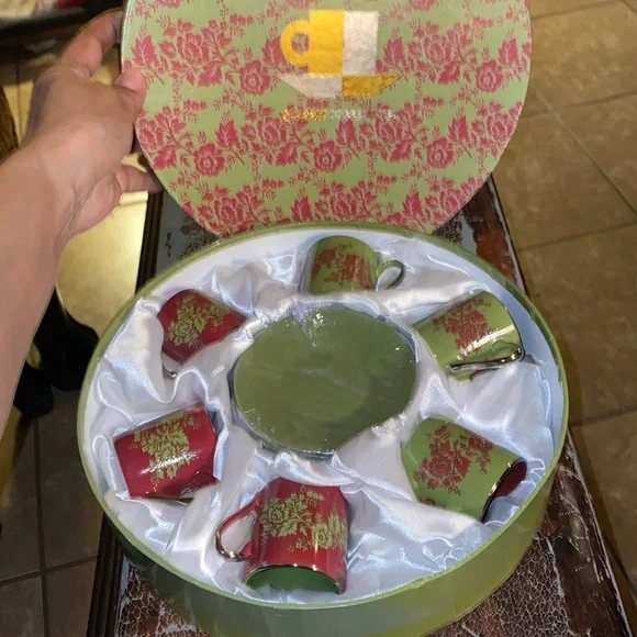 New classic Coffee tea flowers and leafs espresso cups with saucers Set Of 6