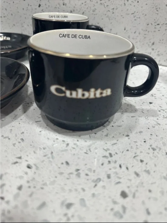 Black Espresso Cup with Gold rim pack 4