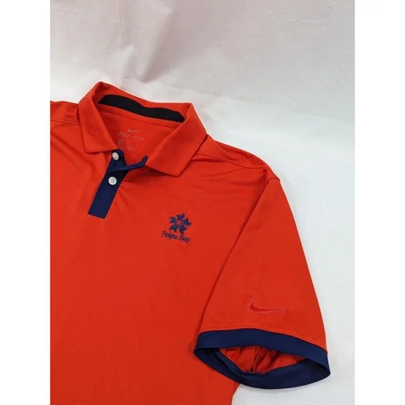 Nike  Dri‎ Fit Mens M Polo Shirt Orange Swoosh Logo Embroider Poipu Bay Golf