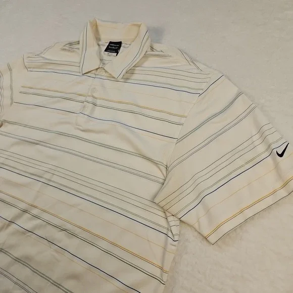 Nike Golf Polo Shirt Adult Mens Dri Fit Striped Short Sleeve Active‎ XL EUC