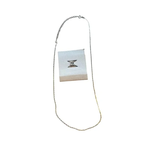 Avon Initial Cube Charm Chain Silver Tone Heart‎ Letter Necklace