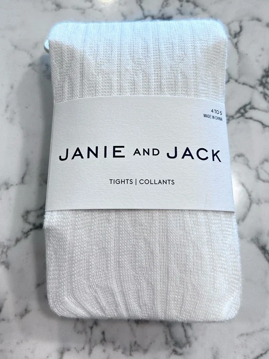 NWT Janie & Jack White Textured Tights Size 4 to 5 Children’s