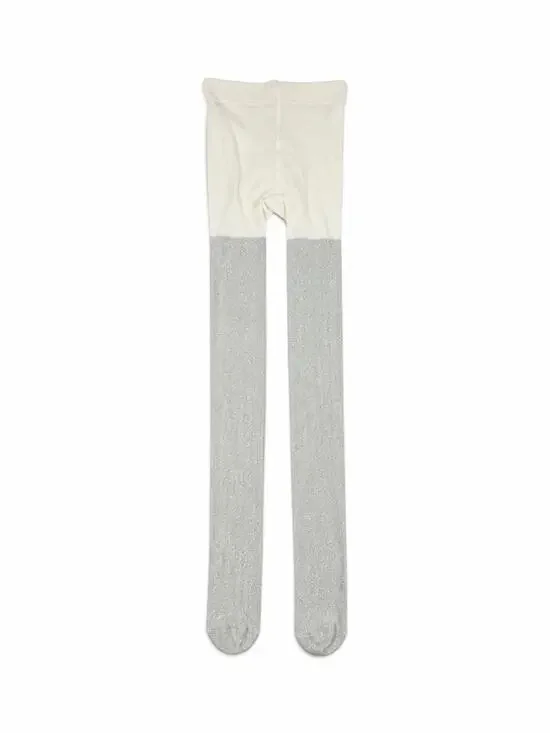 Cat & Jack Girls Metallic Silver Shimmer Tights Ivory Size 12-14