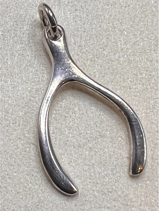 925 Sterling Silver Wishbone Pendant Charm Lucky Good Luck 3.13g