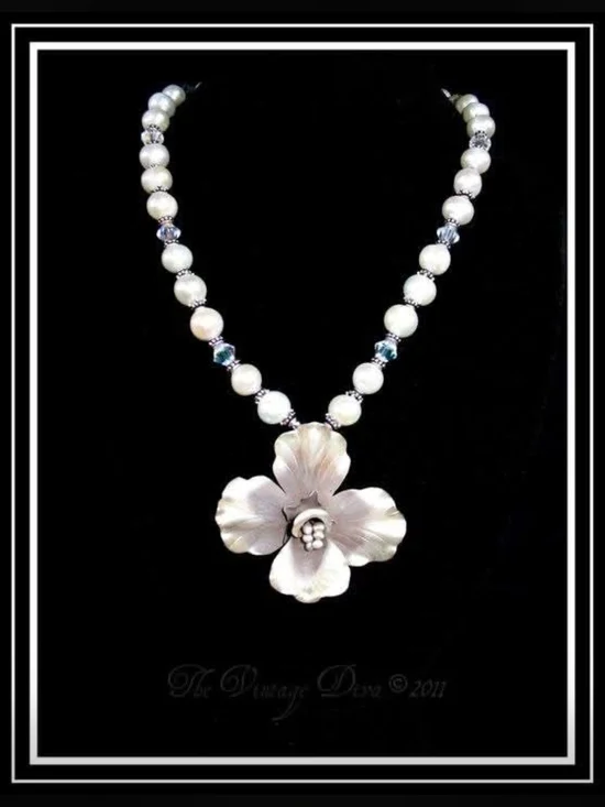 Handcrafted HillTribe/Bali SS/Freshwater Pearl Pendant Statement Necklace