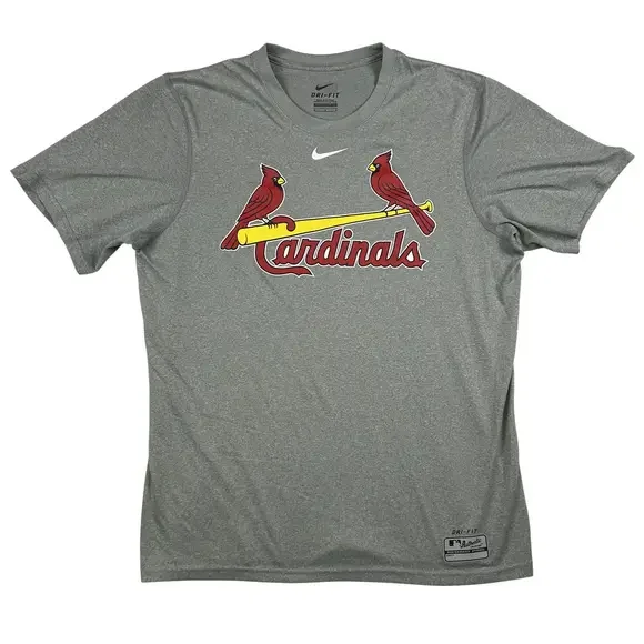 Nike St. Louis Cardinals Shirt Mens Medium Gray Dri-Fit MLB Authentic Logo